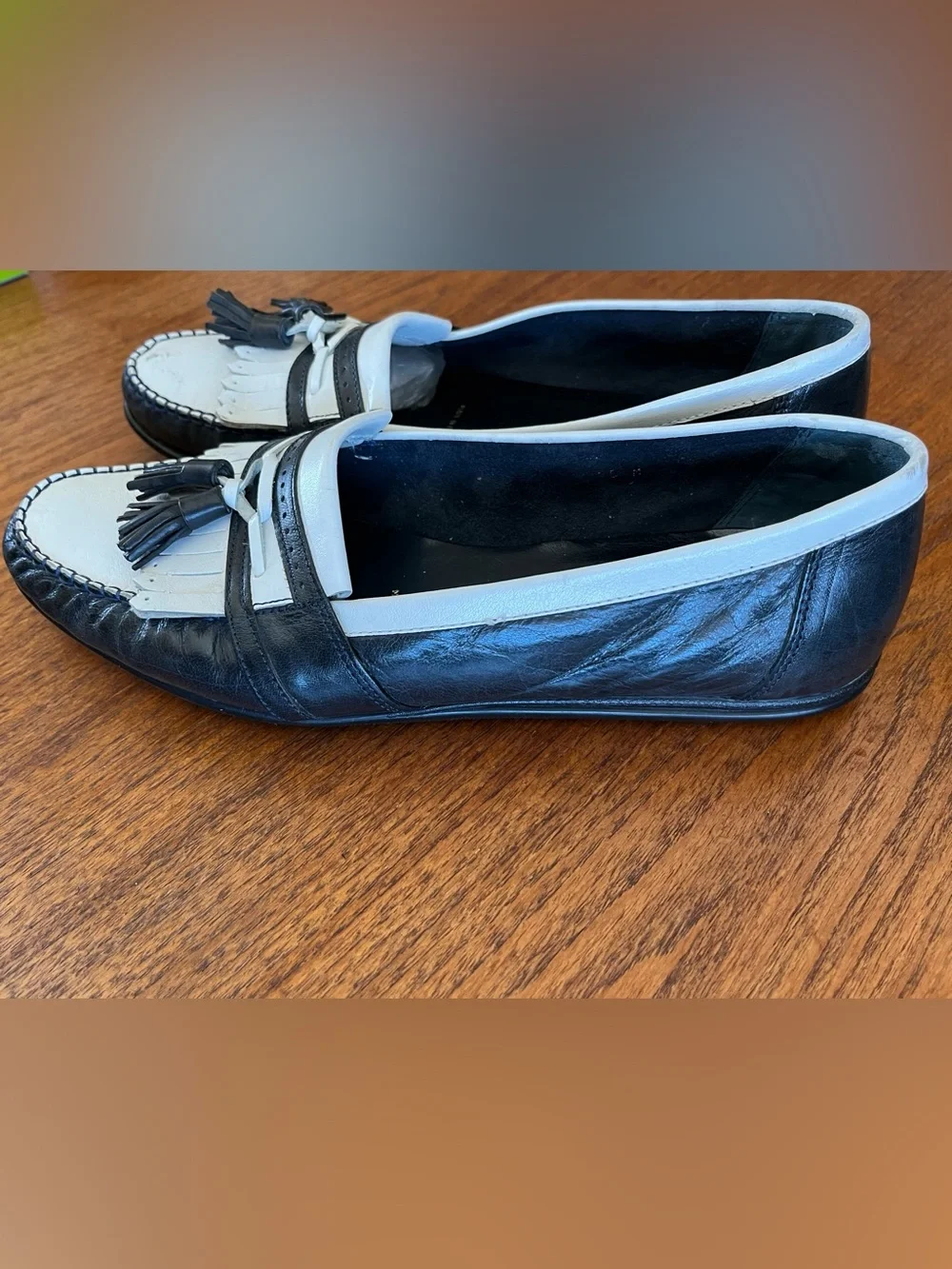 Vintage 1980s Bally Applause Tassel Loafers Black White Spectator Men’s 10 M